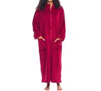 Alexander Del Rossa Women's Zip Up Fleece Robe, Warm Loose Sherpa Bathrobe - red - XX-Large