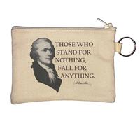 Alexander Hamilton Those Who Stand for Nothing Fall for Anything Key Chain Coin Purse Beige