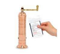 Alexander Home Original Greek Pepper Mill, 8-Inch Copper - European Manual Pepper Grinder, Refillable, with Polishing Cloth