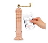 Alexander Home The Original Greek Pepper Mill 9 Inch Tall | European Pepper Mill Grinder with Crank Handle | Manual Pepper Grinder | Peppercorns Refillable - Copper…
