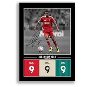 Alexander Isak Liverpool Signed Photo Poster Print Picture Display Framed Autograph Memorabilia for Football Fans Gift Sweden (A4 Poster Only Black)