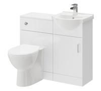Alexander James 1 Door Vanity Unit Toilet Suite | Gloss White | Plastic | 950mm