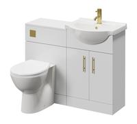 Alexander James 2 Door Vanity Unit Toilet Suite | Gloss White | MDF | 1050mm