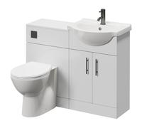 Alexander James 2 Door Vanity Unit Toilet Suite | Gloss White | MDF | 1050mm