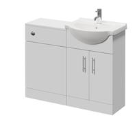 Alexander James 2 Door Vanity Unit Toilet Suite | Gloss White | MDF | 1050mm