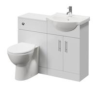 Alexander James 2 Door Vanity Unit Toilet Suite | Gloss White | MDF | 1050mm