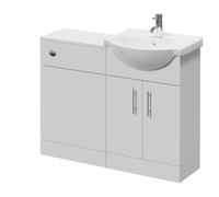 Alexander James 2 Door Vanity Unit Toilet Suite | Gloss White | MDF | 1050mm