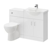 Alexander James 2 Door Vanity Unit Toilet Suite | Gloss White | Plastic | 1150mm