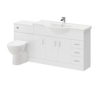 Alexander James 3 Door 3 Drawer Vanity Unit Toilet Suite | Gloss White | Plastic | 1700mm
