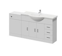 Alexander James 3 Door Vanity Unit Toilet Suite | Gloss White | MDF | 1700mm