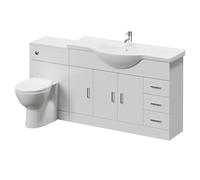 Alexander James 3 Door Vanity Unit Toilet Suite | Gloss White | MDF | 1700mm