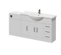 Alexander James 3 Door Vanity Unit Toilet Suite | Gloss White | MDF | 1700mm