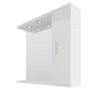 Alexander James Downlit Vanity Mirror with Storage | Gloss White | Glass/Aluminium | 850mm x 750mm