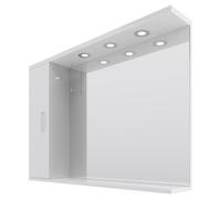Alexander James Downlit Vanity Mirror with Storage | Gloss White | Glass/Metal | 1050mm x 750mm
