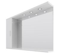 Alexander James Downlit Vanity Mirror with Storage | Gloss White | Glass/Metal | 1200mm x 750mm
