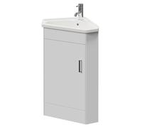 Alexander James Single Door Corner Vanity Unit | Gloss White | MDF | 580mm