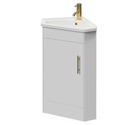 Alexander James Single Door Corner Vanity Unit | Gloss White | MDF | 580mm
