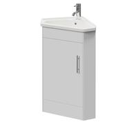 Alexander James Single Door Corner Vanity Unit | Gloss White | MDF | 580mm