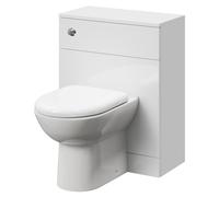 Alexander James Toilet Unit and D Shaped Back to Wall Toilet Pan with Soft Close Toilet Seat | Gloss White | MFC | 600mm