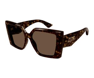 Alexander McQueen AM0467S 002 Woman Sunglasses Acetate Havana Brown Squared