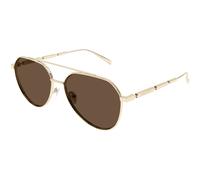 Alexander McQueen AM0478S 002 Man Sunglasses Metal Gold Brown Pilot