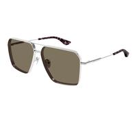 Alexander McQueen AM0500S 002 Man Sunglasses Metal Silver Brown Pilot