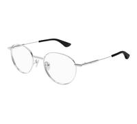 Alexander McQueen AM0502O 001 Unisex Optical frames Metal Silver Transparent Round