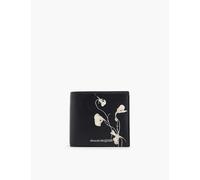 Alexander Mcqueen Black/ivory Flower-print Leather Wallet