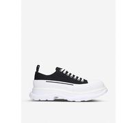 Alexander Mcqueen Mens Blk/white Men's Tread Low-top Canvas Trainers Eur 44.5 / 10.5 Uk Men