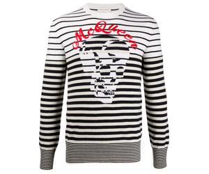 Alexander McQueen skulls and stripes crewneck jumper - White L