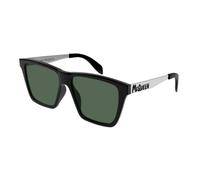 Alexander McQueen Sunglasses AM0352S 002 Shiny Black and Silver Green Grey