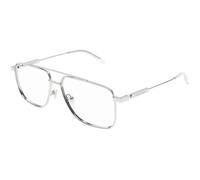 Alexander McQueen Unisex Alexander McQueen AM0480O 001 Optical frames Acetate Silver Transparent Pilot