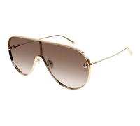 Alexander McQueen Unisex Alexander McQueen AM0481S 002 Sunglasses Metal Gold Brown Pilot