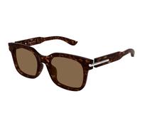 Alexander McQueen Unisex Alexander McQueen AM0496SA 002 Sunglasses Acetate Havana Brown Squared