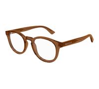 Alexander McQueen Unisex Alexander McQueen AM0514O 004 Optical frames Acetate Brown Transparent Round