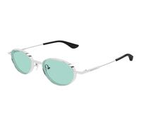 Alexander McQueen Unisex Alexander McQueen AM0523S 003 Sunglasses Acetate Silver Green Round