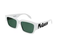 Alexander McQueen White Rectangular Women's Sunglasses with Green Lenses - One size