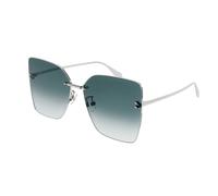Alexander McQueen Woman AM0342S 004 Sunglasses Metal Silver Green Oversize Normal Shaded