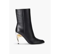 Alexander Mcqueen Womens Black Armadillo Leather Heeled Ankle Boots Eur 38.5 / 5.5 Uk Women