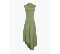 Alexander Mcqueen Womens Khaki Asymmetric Pleated Stretch-jersey Midi Dress 8