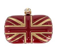 Alexander McQueen Women's Preloved Britannia Skull Box Clutch Bag in Red Patent Leather in Burgundy