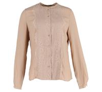 Alexander McQueen Women's Preloved Lace Trimmed Blouse in Beige Polyester | Size: 46