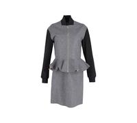 Alexander McQueen Women's Preloved Peplum Bomber Jacket Skirt in Grey Wool | Size: 40