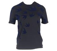 Alexander McQueen Women's Preloved Swallow Bird Printed T-Shirt in Grey Cotton | Size: 40