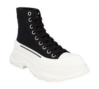 Alexander Mcqueen Womens Tread Slick Boot in Black/White Canvas - Size EU 40