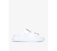 Alexander Mcqueen Womens White/comb Hybrid Double-buckle Leather Sliders Eur 36 / 3 Uk Women