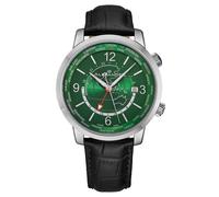 Alexander Men's A171A Journeyman 2 Luxury 42mm World Traveler Watch with Dark Blue Enamel Earth Pattern Crown in Green Alexander Green One Size