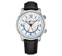 Alexander Men's A171A Journeyman 2 Luxury 42mm World Traveler Watch with Dark Blue Enamel Earth Pattern Crown Alexander Blue One Size