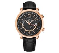 Alexander Men's A171A Journeyman 2 Luxury 42mm World Traveler Watch with Dark Blue Enamel Earth Pattern Crown in Black Alexander Black One Size