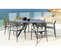 Alexander Rose Rimini Grey Ceramic Glass 6 Seater Round Garden Dining Set